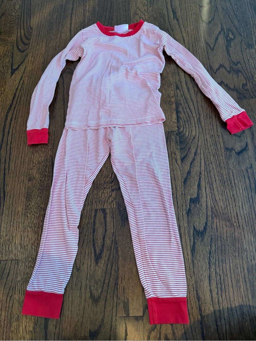 Kids Red Stripe Long Sleeve Pajama Set with Red Trim